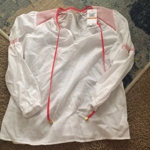Michael Kors small white and coral blouse nwt